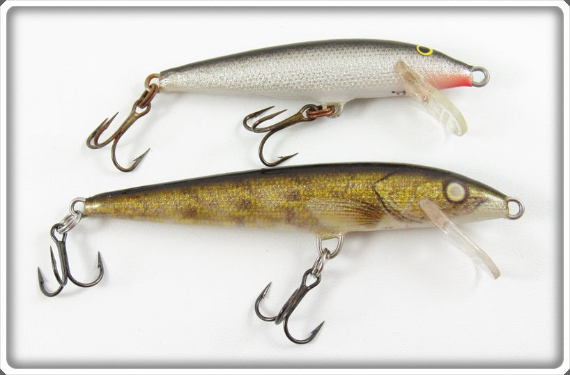 Rapala Silver & Live Walleye Floating Minnow Lure Pair For Sale