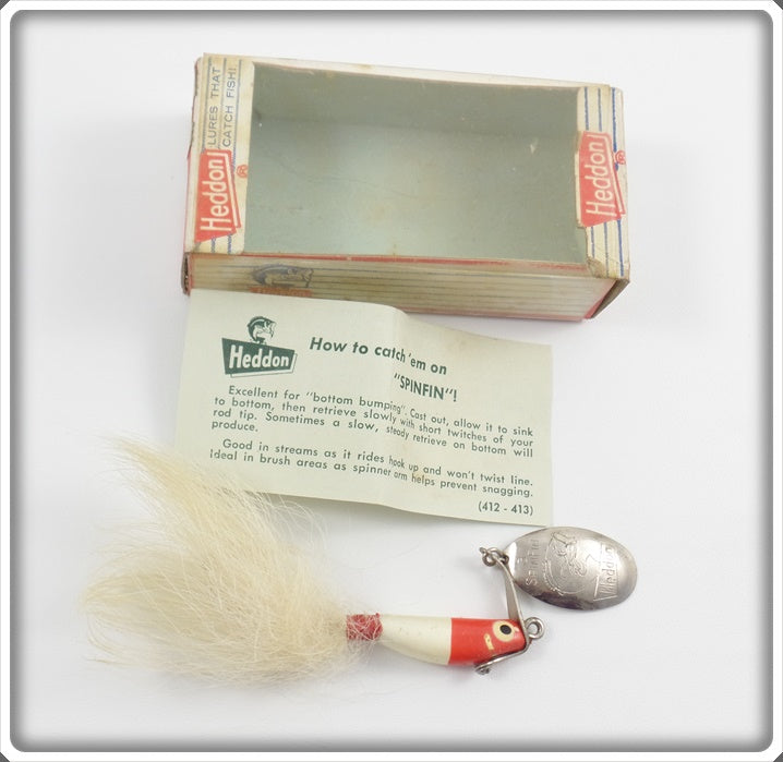 Heddon Red Head White Body Spinfin In Correct Box