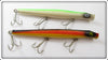 Vintage Pencil Plug White Green Back & Rainbow Lure Pair