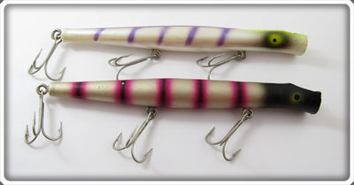 Vintage Pencil Plug Purple Stripe & Pink Stripe Lure Pair