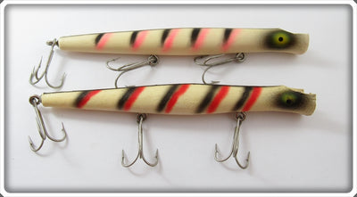 Vintage Pencil Plug Black Pink Stripe & Black Red Stripe Lure Pair