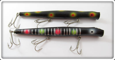 Vintage Pencil Plug Black Spotted & Black Spots/Stripes Lure Pair