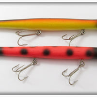 Vintage Pencil Plug Orange Spotted & Rainbow Lure Pair