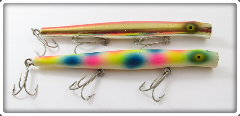 Vintage Pencil Plug Gold & Colorful Spotted Lure Pair