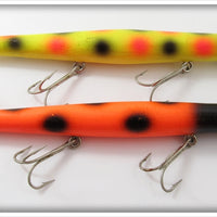 Vintage Pencil Plug Orange Spotted & Yellow Spotted Lure Pair