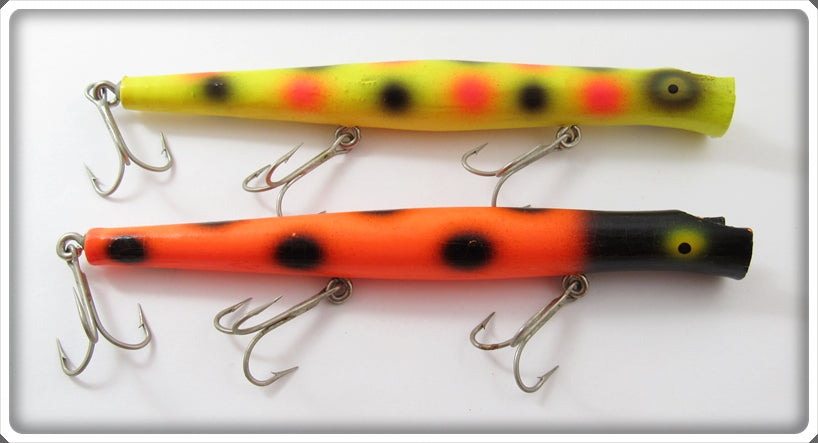 Vintage Pencil Plug Orange Spotted & Yellow Spotted Lure Pair