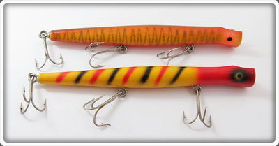 Vintage Pencil Plug Yellow Striped & Orange Striped Lure Pair