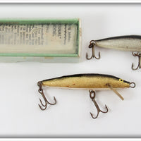 Vintage Rapala Gold & Black Minnow Lure Pair With One Box