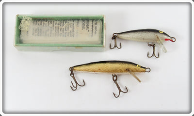 Vintage Rapala Gold & Black Minnow Lure Pair With One Box