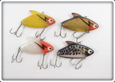 Heddon Super Sonic Lot Of Four Yellow/Red, Gold/Red, Transparent/Red, & Black Crappie