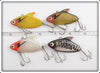Heddon Super Sonic Lot Of Four Yellow/Red, Gold/Red, Transparent/Red, & Black Crappie