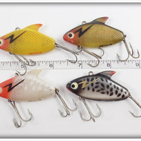Heddon Super Sonic Lot Of Four Yellow/Red, Gold/Red, Transparent/Red, & Black Crappie