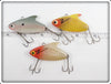 Heddon Super Sonic Lot Of Three: Yellow/Red, Shad & Transparent/Red