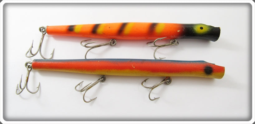 Vintage Pencil Plug Rainbow & Orange Striped Lure Pair