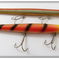 Vintage Pencil Plug Red Striped & Rainbow Lure Pair