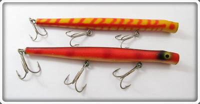 Vintage Pencil Plug Yellow Striped & Orange Striped Lure Pair