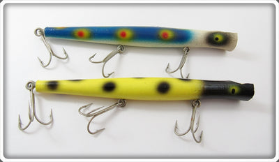 Vintage Pencil Plug Blue Spotted & Yellow Spotted Lure Pair