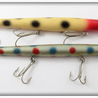 Vintage Pencil Plug Silver Spotted & White Spotted Lure Pair