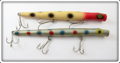Vintage Pencil Plug Silver Spotted & White Spotted Lure Pair