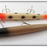 Pencil Plug White Spotted & Brown Pair