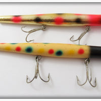 Vintage Pencil Plug Colorful Spots & Gold Spotted Lure Pair