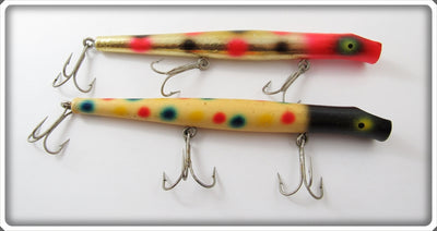 Vintage Pencil Plug Colorful Spots & Gold Spotted Lure Pair