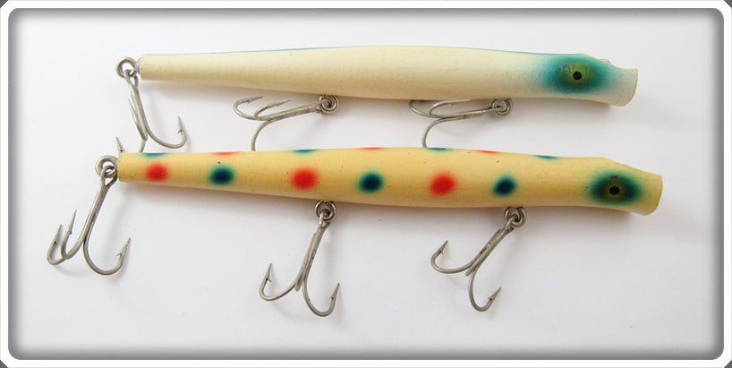 Vintage Pencil Plug White Spotted & Blue/White Lure Pair