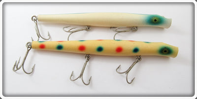 Vintage Pencil Plug White Spotted & Blue/White Lure Pair