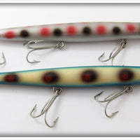 Vintage Pencil Plug Silver Spotted & Blue/White Spotted Lure Pair