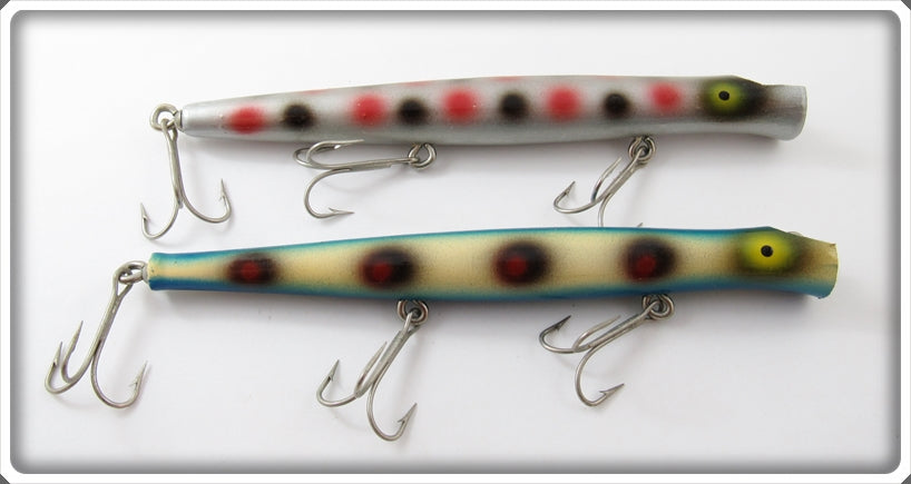 Vintage Pencil Plug Silver Spotted & Blue/White Spotted Lure Pair