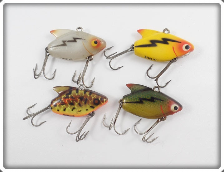 Heddon Sonic Lot Of Four: BRS, Perch, Yellow, & Translucent White