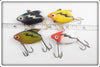 Heddon Sonic Lot Of Four: Yellow, Black, Perch, & Red/White