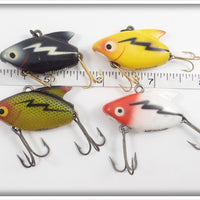 Heddon Sonic Lot Of Four: Yellow, Black, Perch, & Red/White