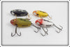 Heddon Sonic Lot Of Four: Yellow, Black, Perch, & Red/White