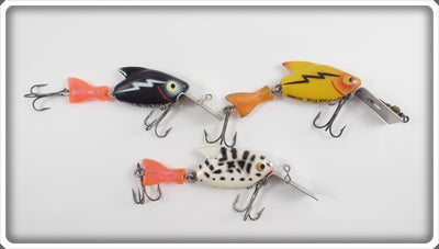 Heddon Firetail Sonic Lot Of Three: Yellow, Coachdog, & Black