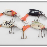 Heddon Firetail Sonic Lot Of Four: White/Red, Black, Coachdog, & Shad