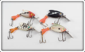 Heddon Firetail Sonic Lot Of Four: White/Red, Black, Coachdog, & Shad