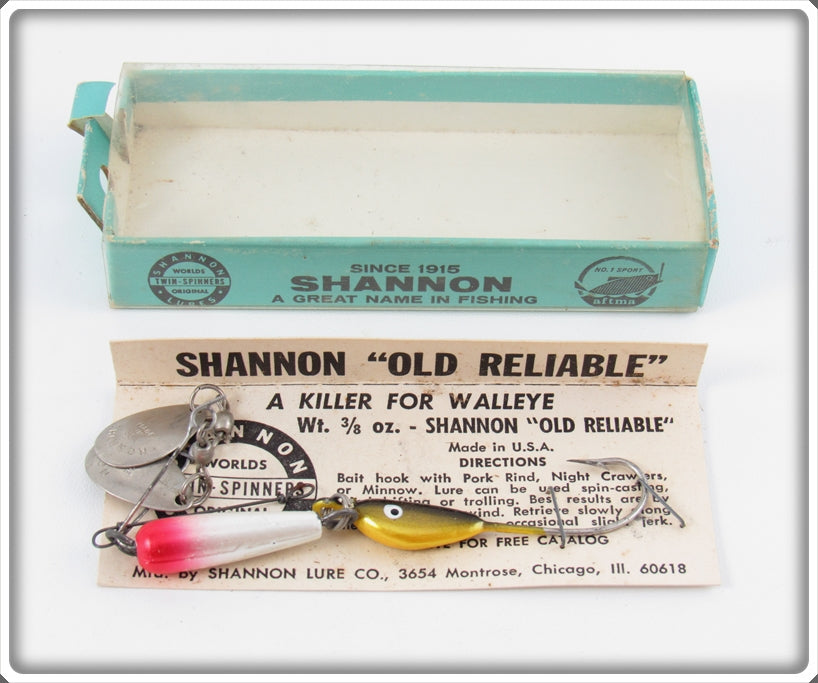 Vintage Shannon Old Reliable Spinner Lure In Box