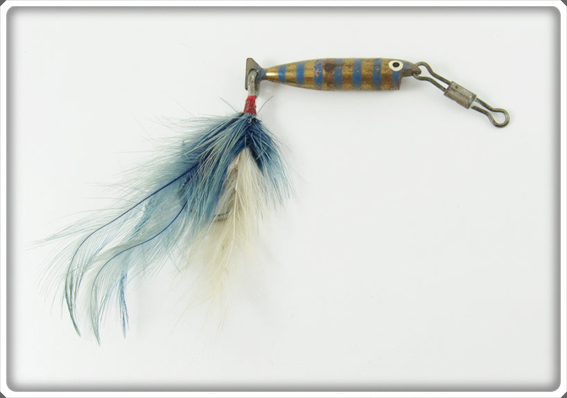 Vintage Unknown Possibly Swedish Striped Metal Bait Lure