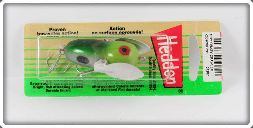 Heddon Green With Light Green Head Tiny Crazy Crawler On Card 