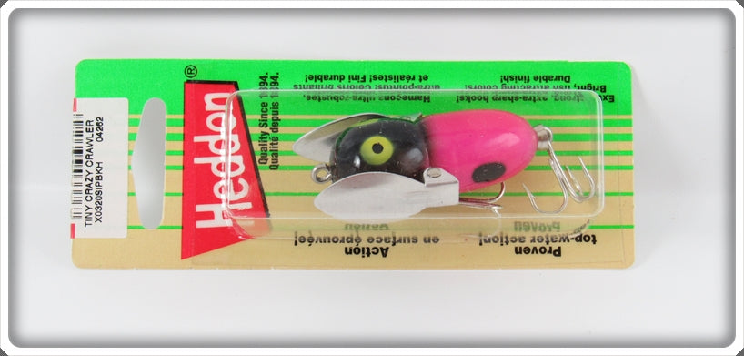 Heddon Pink With Black Head Tiny Crazy Crawler Lure On Card