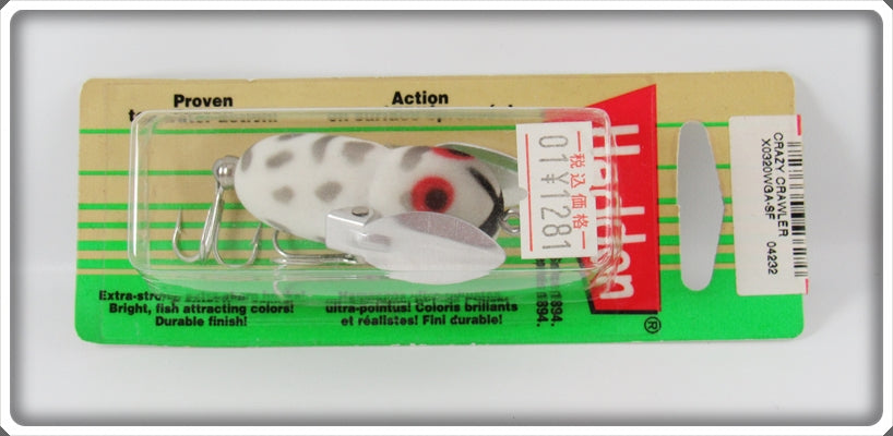 Heddon White Grey Coachdog Tiny Crazy Crawler Lure On Card 