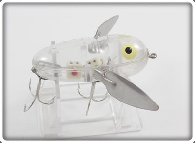 Heddon Plastic Crawler: Clear With Dice Inside