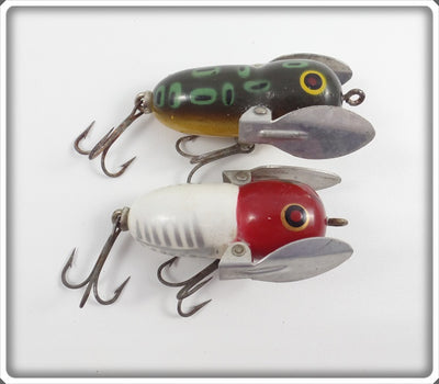 Heddon Tiny Crazy Crawler Pair: Bullfrog & Red/White Shore
