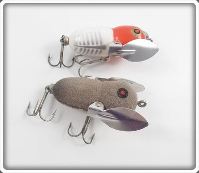 Heddon Tiny Crazy Crawler Pair: Mouse & Red & White Shore