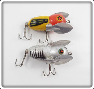 Heddon Tiny Crazy Crawler Pair: Yellow Red Head & Silver Shore