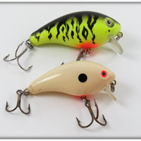 Vintage Mann's Chartreuse Crawdad & Bone Crankbait Lure Pair
