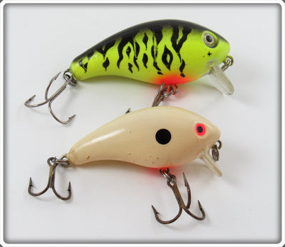 Vintage Mann's Chartreuse Crawdad & Bone Crankbait Lure Pair