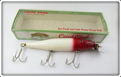 Vintage Creek Chub Red Head White Husky Pikie Lure In Box