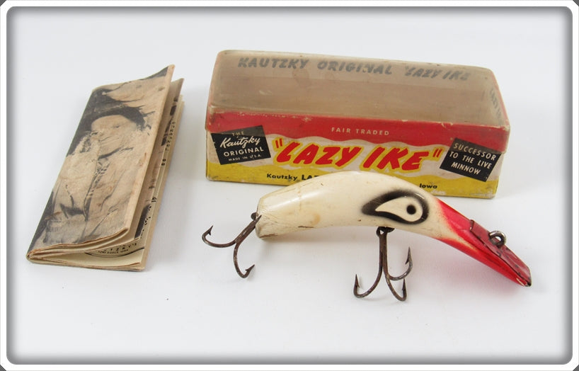 Vintage Kautzky Red & White Lazy Ike 2 Lure In Box